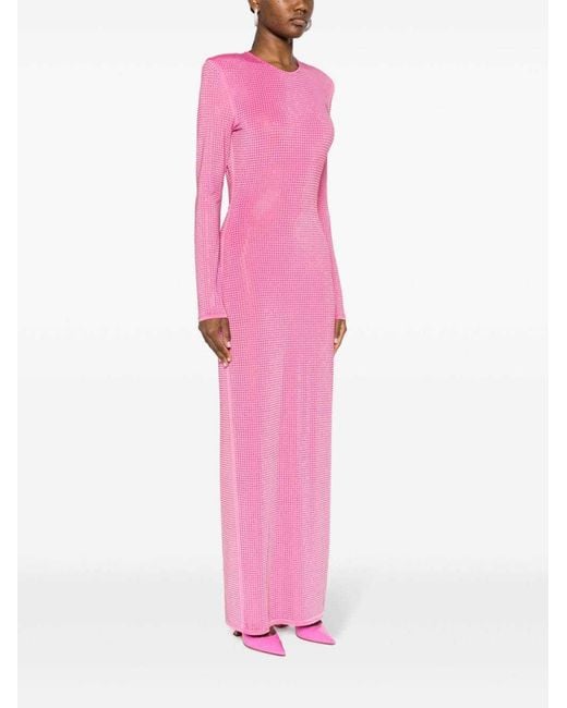 ROTATE BIRGER CHRISTENSEN Pink Crystal Embellished Backless Dress