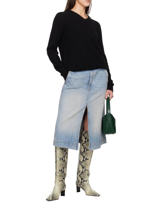 Khaite White Ona Knee-High Embossed Boots