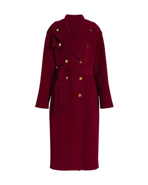 Alberta Ferretti Red Double-Breasted Belted Coat
