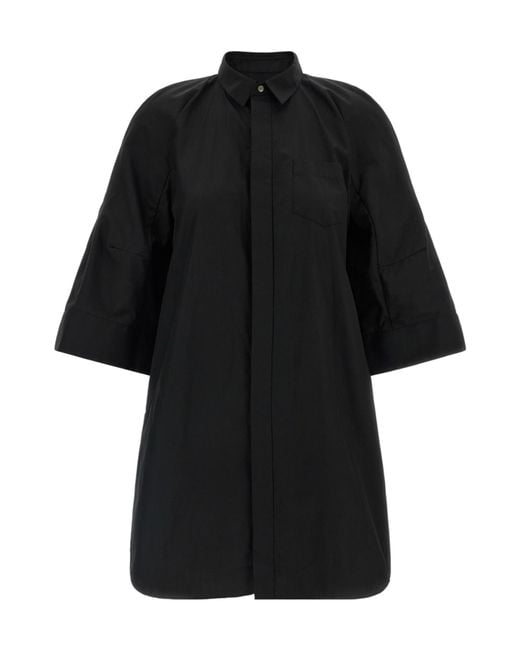Sacai Black Wide Sleeved Chemisier Dress