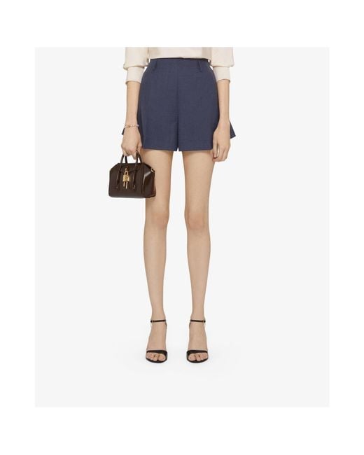 Givenchy Blue Wool High-Rise Tailored Shorts