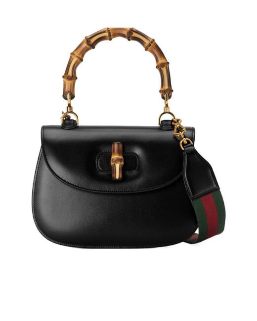 Gucci Black Bamboo 1947 Bamboo Shoulder Bag