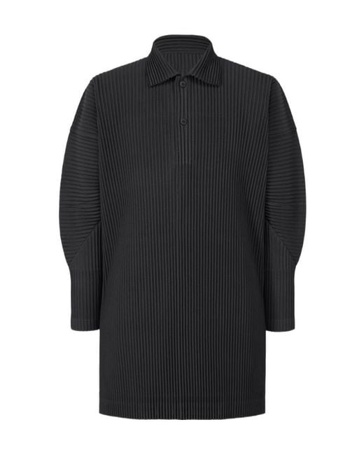 Homme Plissé Issey Miyake Blue Homme Plissé Issey Miyake Lonmg-Sleeved Pleated Shirt for men