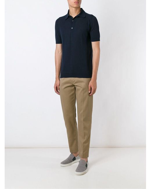 John Smedley Blue Button Polo Shirt for men