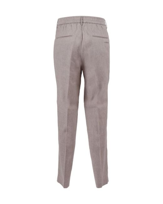 Peserico Gray Pressed-Crease Straight-Leg Trousers for men