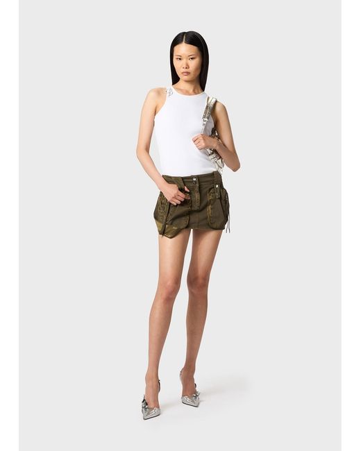 Blumarine Green Pocket-Detail Mini Denim Skirt