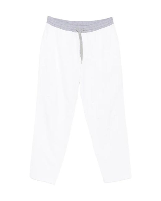 Brunello Cucinelli White Drawstring Casual Pants for men