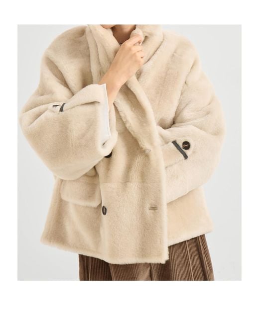 Brunello Cucinelli Natural Button Fur Jacket