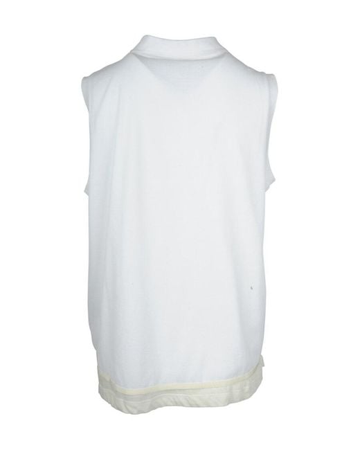 Moncler White Button Details Sleeveless Polo Shirt