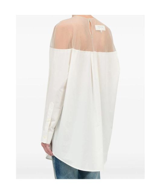 MM6 by Maison Margiela White Panelled Long Sleeved Shirt