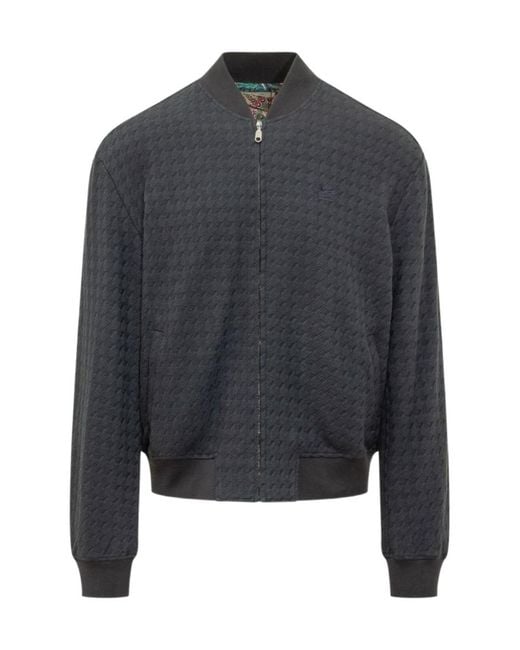Etro Blue Textured Zip-Up Jacket for men
