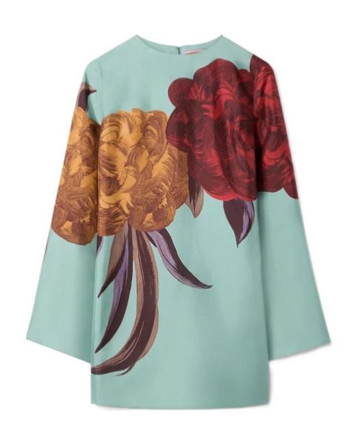 LaDoubleJ Blue Supremes Swing Floral-Print Mini Dress