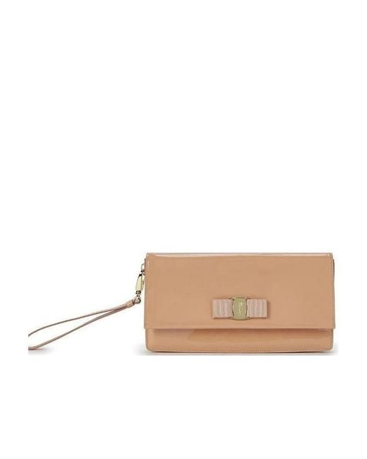 Ferragamo Natural Logo Clutch