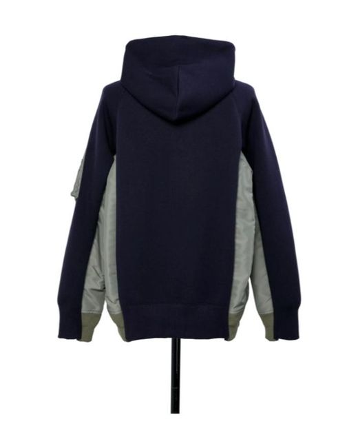 Sacai Blue Sponge Sweat Twill Hoodie for men