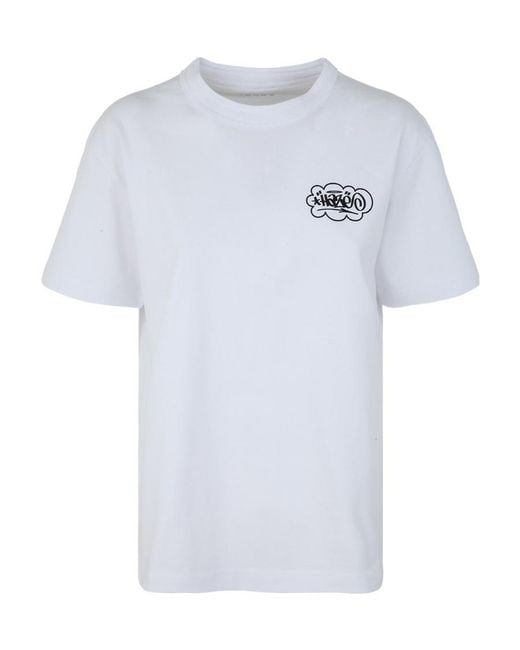 Sacai White Logo Round Neck T-Shirt