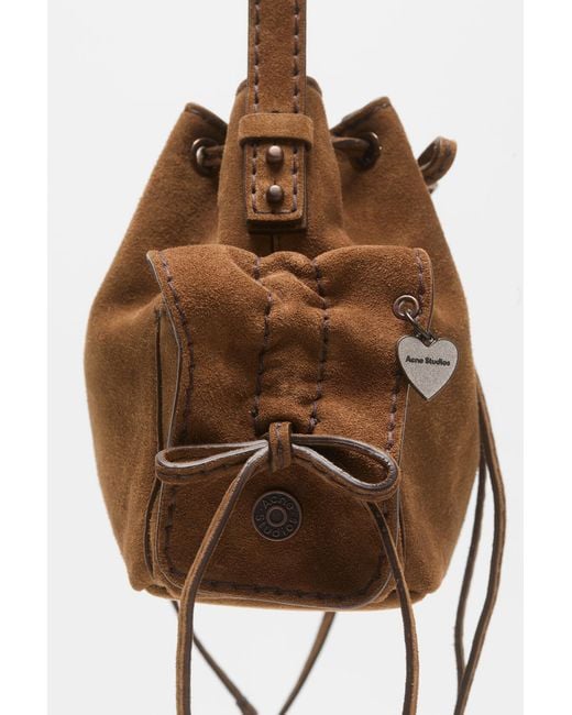 Acne Brown Mini Multipocket Suede Shoulder Bag