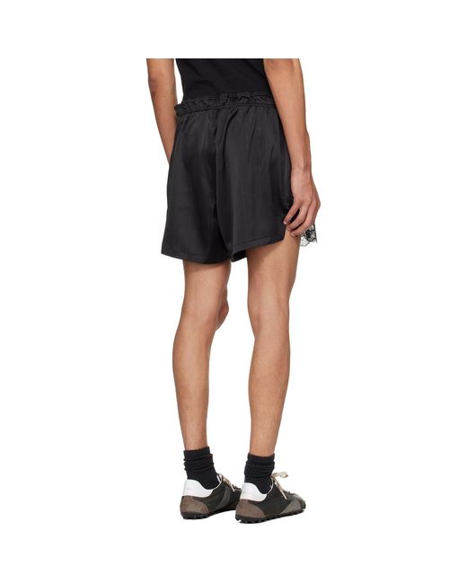 Martine Rose Black Lace-Trim Shorts for men