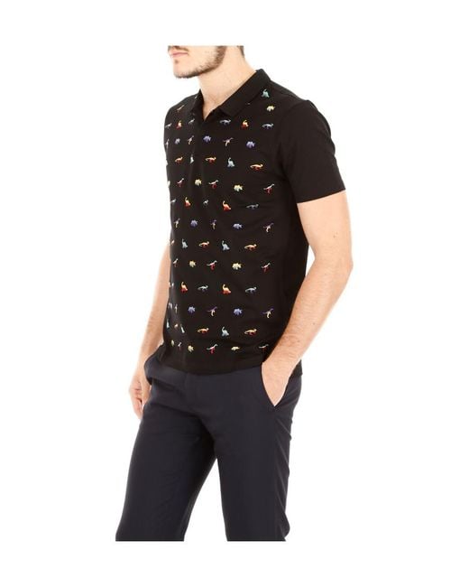 Lanvin Black Short Sleeve Polo Shirt for men