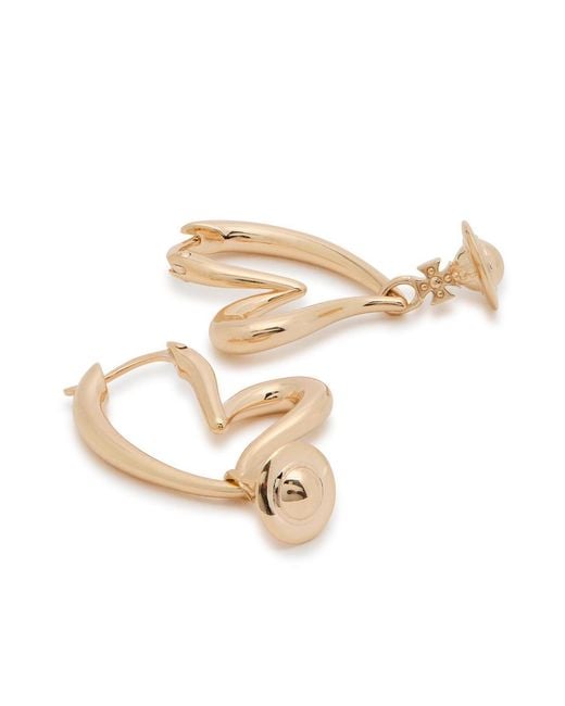 Vivienne Westwood White Emily Heart Orb-Pendant Earrings