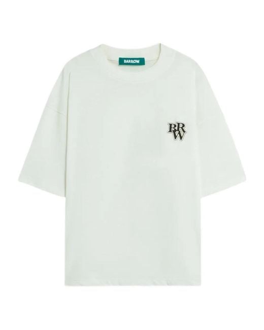 Barrow White Printed Crewneck T-Shirt for men