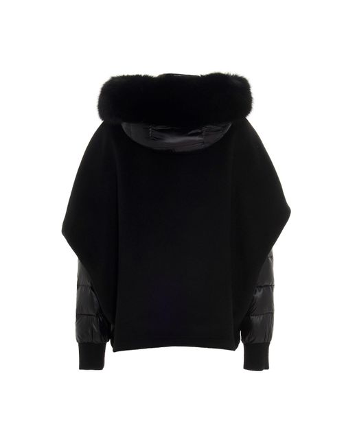 Moorer Black Detachable Shawl Coat