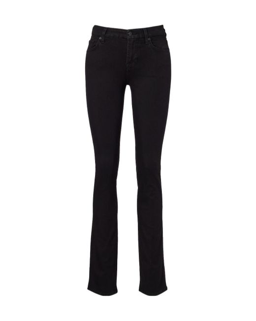 7 For All Mankind Black Kimmie Straight Mid-Rise Slim Jeans
