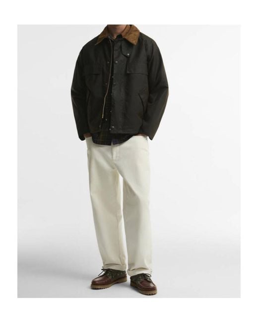 Barbour Black Pocket Transport Waxed Cotton Jacket for men