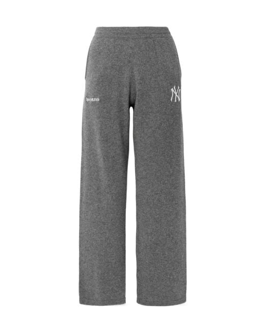 Sporty & Rich Gray Embroidered Cashmere And Wool Blend Sweatpants
