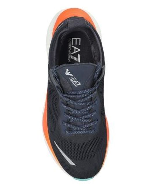 EA7 Blue Logo Printed Lace-Up Sneakers