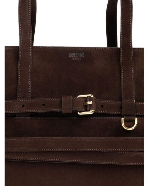 Moschino Brown Tie Me Top Handle Handbag