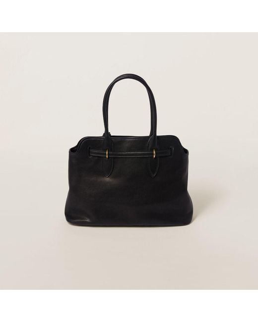 Miu Miu Black Aventure Logo-Tag Tote Bag