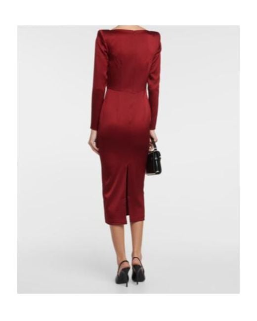 Alex Perry Red Satin Crêpe Midi Dress