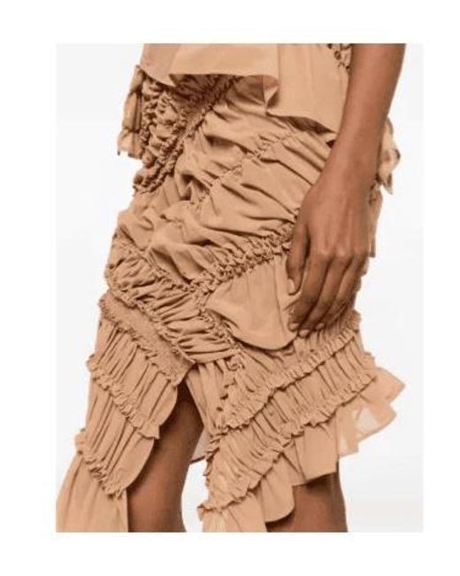 Magda Butrym Natural Midi Skirt With Ruffle Trim