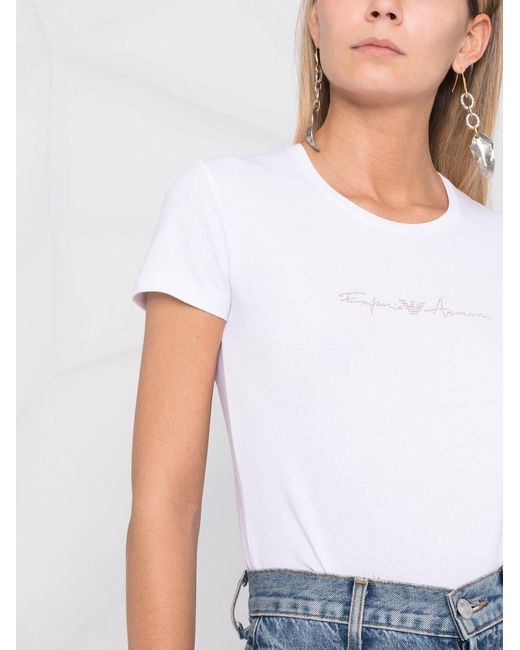 Emporio Armani White Logo Crew-Neck T-Shirt