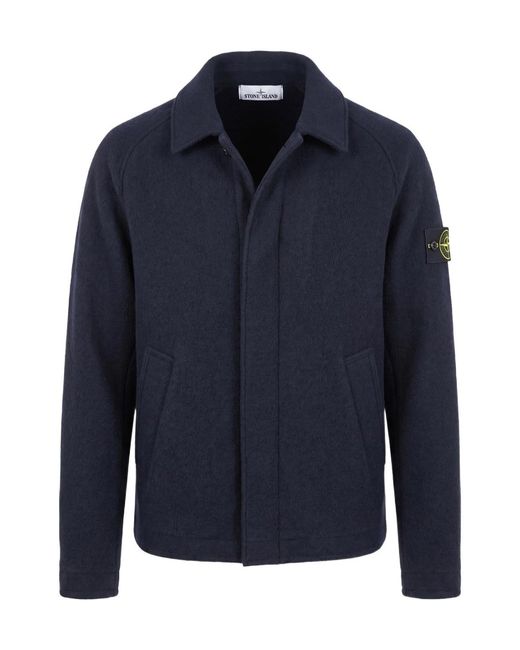 Stone Island Blue Long-Sleeved Button Jacket for men