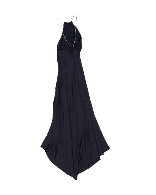 Victoria Beckham Blue Chain Halter Gown