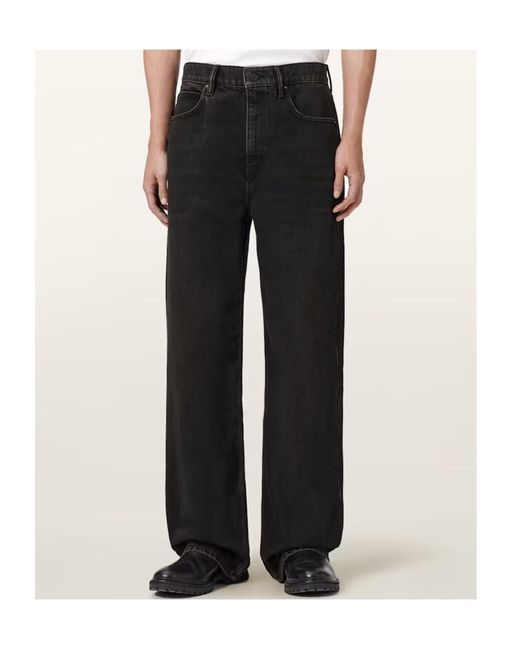 AllSaints Black Lenny Wide Leg Denim Jeans for men