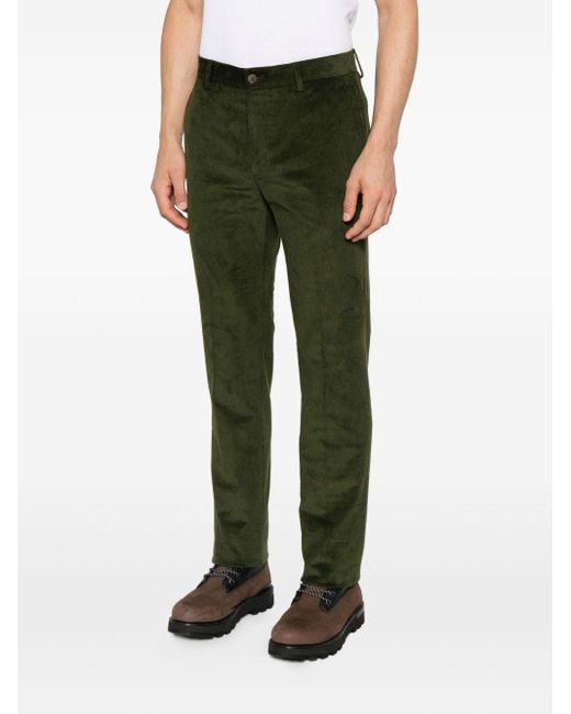Etro Green Straight Leg Corduroy Trousers for men