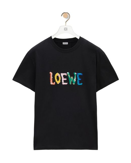 Loewe Black Logo Embroidered Crewneck T-Shirt for men