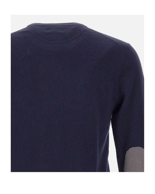 Sun 68 Blue Logo Embroidered Crewneck Knitted Jumper for men