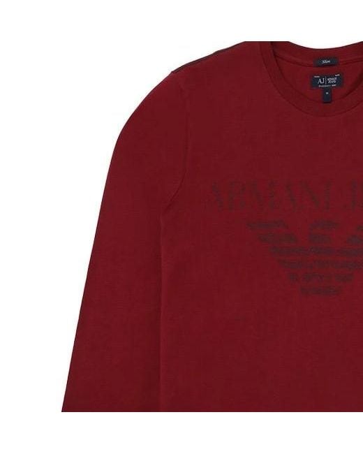 Armani Jeans Red T-Shirt With Round Neck And Long Sleeves for men