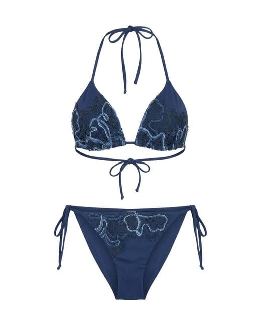 Ermanno Scervino Blue Triangle Bikini Set