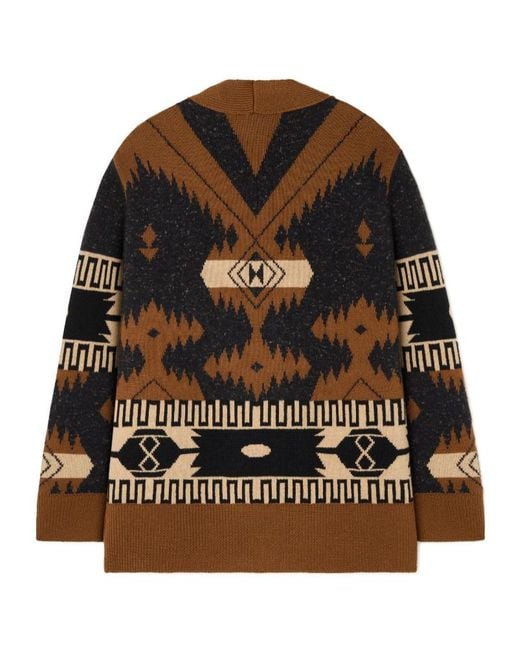 Alanui Brown Dreamscape Icon Geometric-Pattern Cardigan for men
