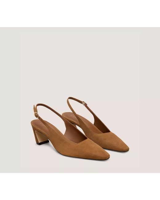 Stuart Weitzman Brown Open-Back High Heels