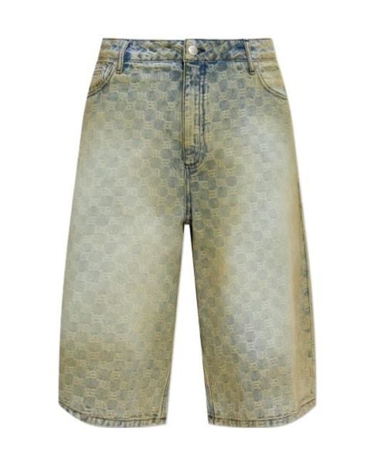 M I S B H V Green Check Pattern Shorts for men