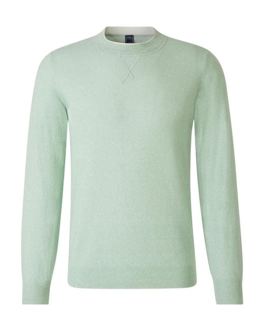 Fedeli Green Round-Neck Long-Sleeved Sweater for men