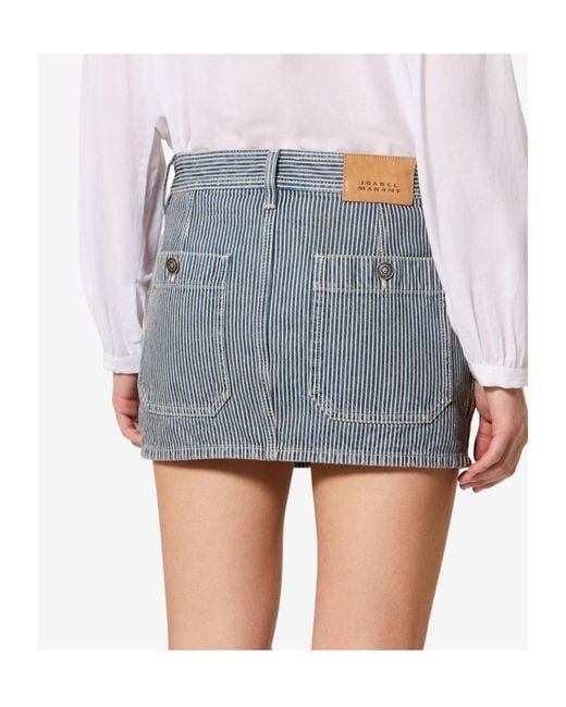 Isabel Marant Gray Isabel Marant Étoile Striped Denim Mini Skirt