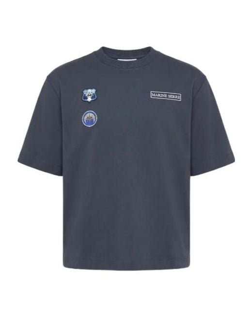 MARINE SERRE Blue Scout Patches Crew-Neck T-Shirt for men
