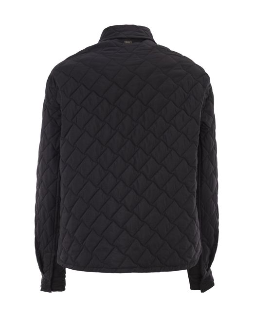 Herno Black Quilted Button-Up Jacket
