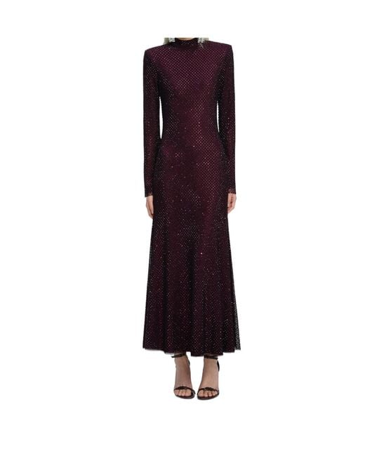 Self-Portrait Purple Long Sleeved Embellishd Dress